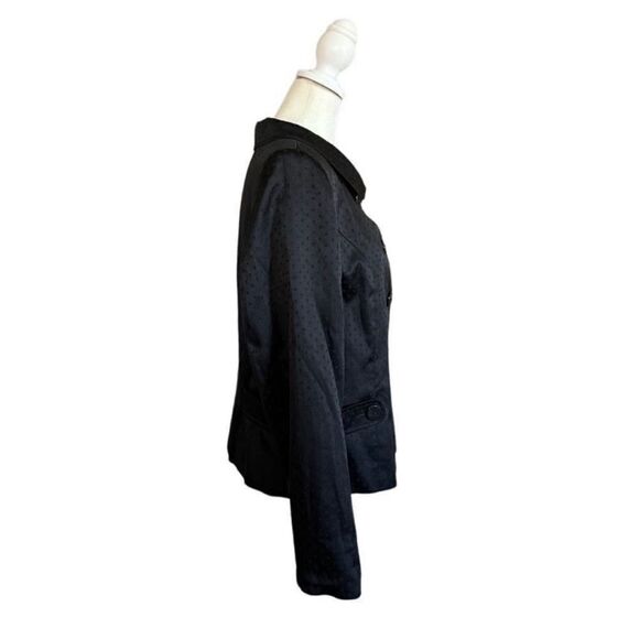 Perry Ellis Polka Dot Peter Pan Collar Blazer Jacket Black Size 12 - Picture 2 of 13